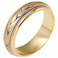 Item # 110271E - Tri-Color Wedding Band 18 kt Hand Made