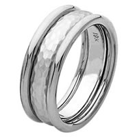 Item # 211291WE - 18K White Gold Hammered Wedding Bands