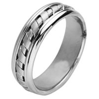 Item # 211441WE - 18 Kt White Gold Hand Made Wedding Band