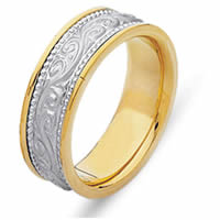 Item # 21497 - 14 Kt Two-Tone Hand Crafted Wedding Band