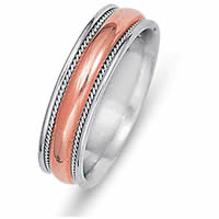 Item # 21528PE - Wedding Ring, Platinum & 18 Kt Rose Gold