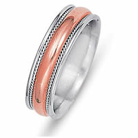 Item # 21528R - Wedding Ring, 14 Kt Rose and White Gold