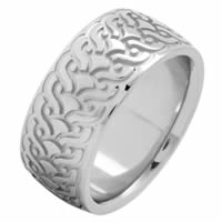 Item # 215859WE - 18 Kt White Gold 9.5 MM Carved Wedding Ring