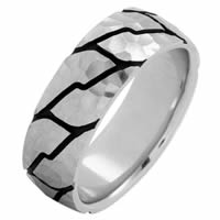 Item # 215897W - 14 Kt White Gold 8.0 MM Carved Wedding Ring