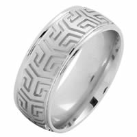 Item # 216137WE - 18 Kt White Gold 8.0 MM Carved Wedding Ring