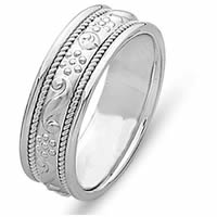 Item # 21699WE - 18Kt Gold Hand Carved Wedding Band