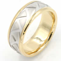Item # 47897E - Two-Tone Carved Wedding Ring