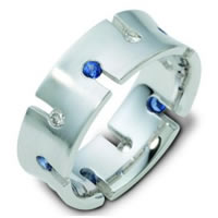 Item # CS118171W - Diamond Sapphire Wedding Band - You and Me.