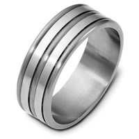 Item # E121821TE - Titanium and 18 Kt White Gold Wedding Band