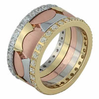 Item # F3084012D - Diamon Wedding Band Tri Color