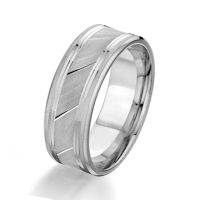 Item # G87032W - White Gold 8.0 MM Grooved Designed Wedding Ring