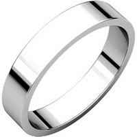 Item # N012504WE - 18K White Gold 4mm Wide Flat Plain Wedding Band