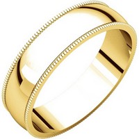 Item # N23875E - 18K Plain Wedding Band Yellow Gold Milgrain Edge