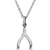 Item # S91479W - 14Kt White Gold Wishbone Pendant