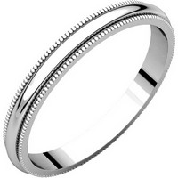Item # T123841W - 14K White Gold 2.5mm Milgrain Comfort Fit Wedding Band