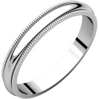 Item # T123851WE - 18K White Gold 3mm Milgrain Edge Comfort Fit Wedding Band